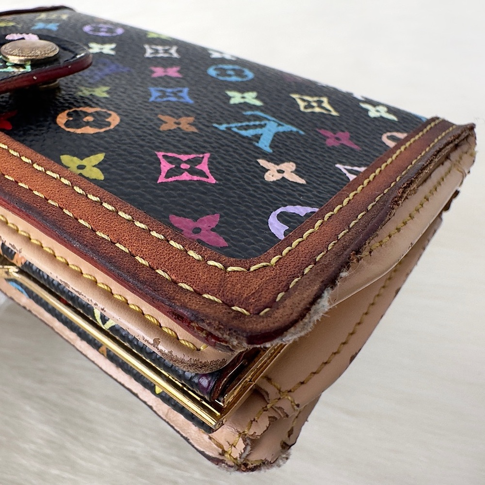 ✨LOUIS VUITTON Black Multicolor Viennois Portefeuille French Purse Wallet M92988 - Picture 13 of 16